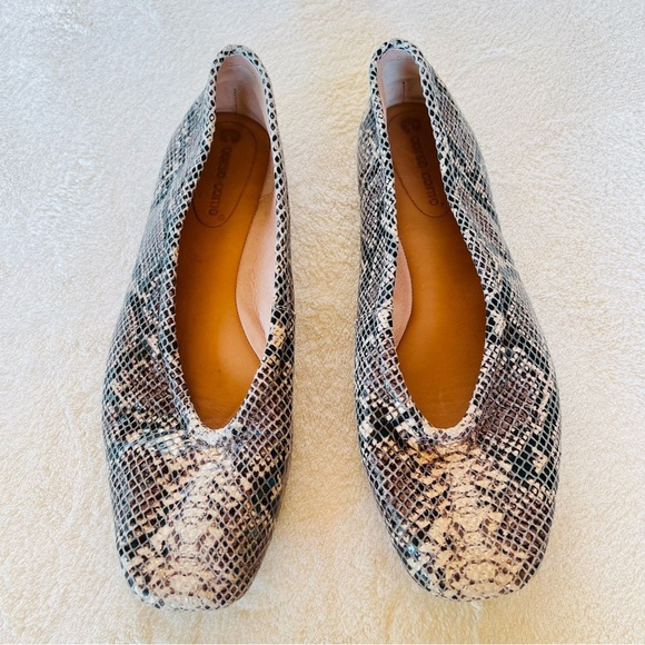CORSO COMO TRISHINA SNAKESKIN SQUARE TOE SOFT LEATHER BALLET FLATS SIZE 8 - Picture 6 of 13